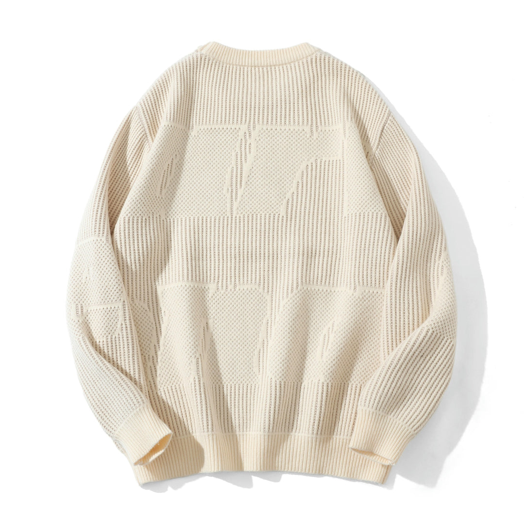 Unisex Strukturierter Oversize-Rundhalspullover mit Panel‑Strick Shop Nory