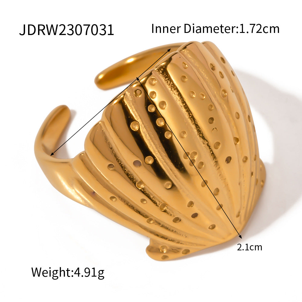 Damen Offener Armreif im Muschel-Design aus hypoallergenem Edelstahl Shop Nory
