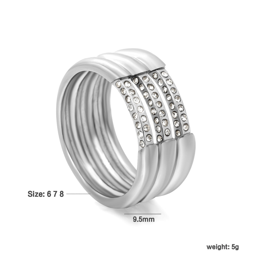 Damen Ring mit schimmernden Kristallen und elegantem Wellendesign Shop Nory