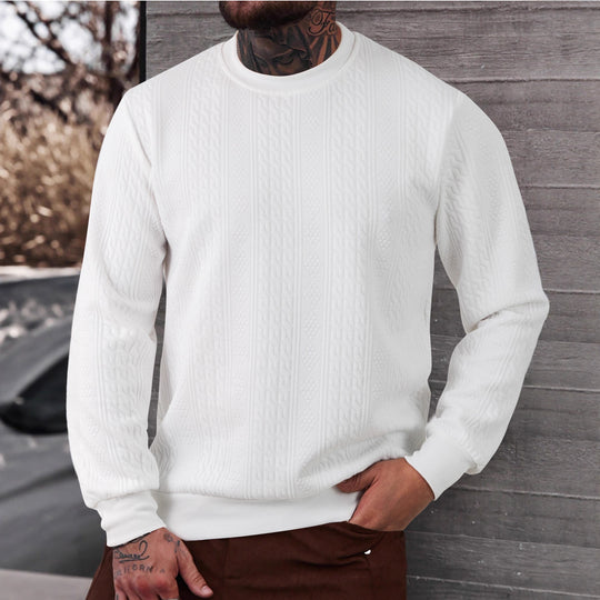 Herren texturiertes Rundhals-Sweatshirt mit feiner Waffelstruktur und gerippten Bündchen Shop Nory