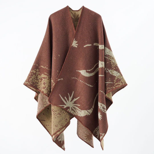 Damen Wendbarer Jacquard-Wickelponcho im Oversize-Umhang Shop Nory