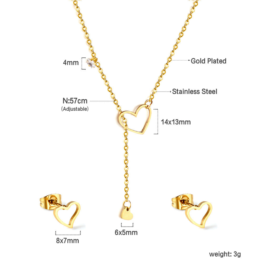 Damen Schmuckset mit herzförmigen Anhängern aus hochwertigem Edelstahl und goldplattierter Beschichtung Shop Nory
