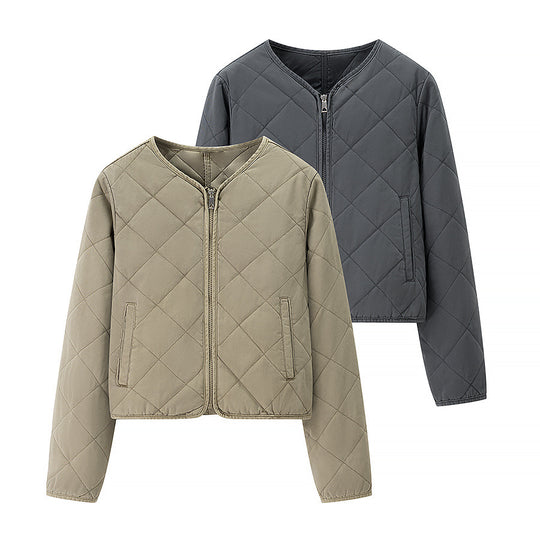 Damen Leichte gesteppte Kurzjacke mit Rundhalsausschnitt, durchgehendem Reißverschluss und dezenter Taillenlänge Shop Nory
