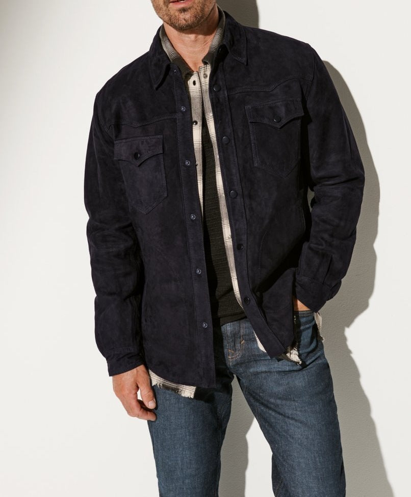Herren Wildlederjacke im modernen Schnitt mit praktischen Taschen Shopnory