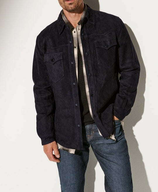 Herren Wildlederjacke im modernen Schnitt mit praktischen Taschen Shopnory