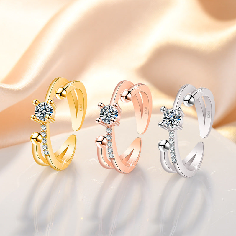 Damenring mit elegantem Wellenmuster und funkelnden Zirkonia Shop Nory