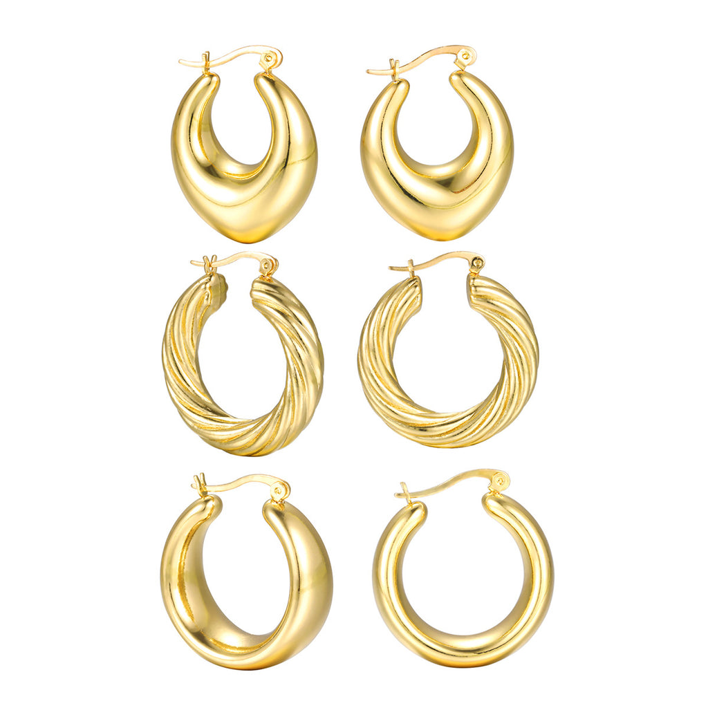Damen Ohrstecker Set mit modernen, geschwungenen Designs Shop Nory