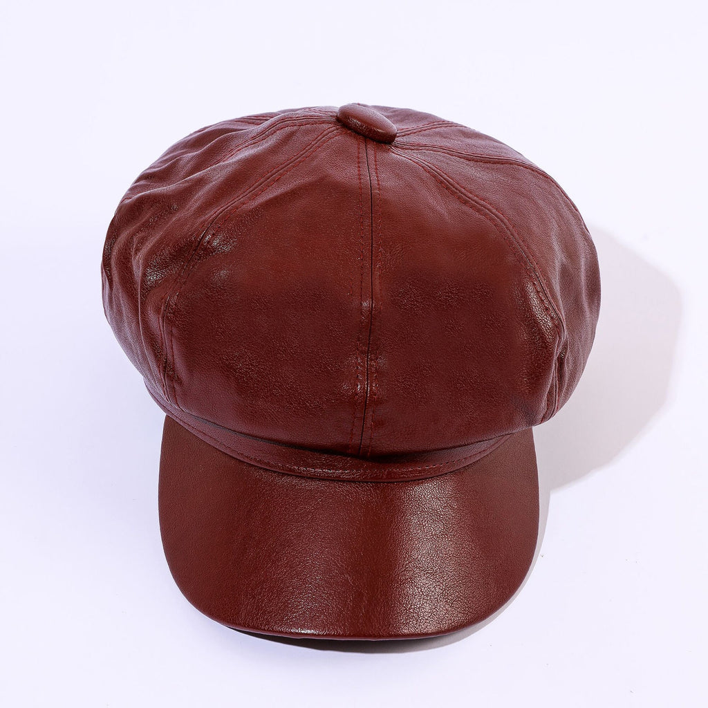 Damen Leder-Baker Boy Cap mit Klassischem Design