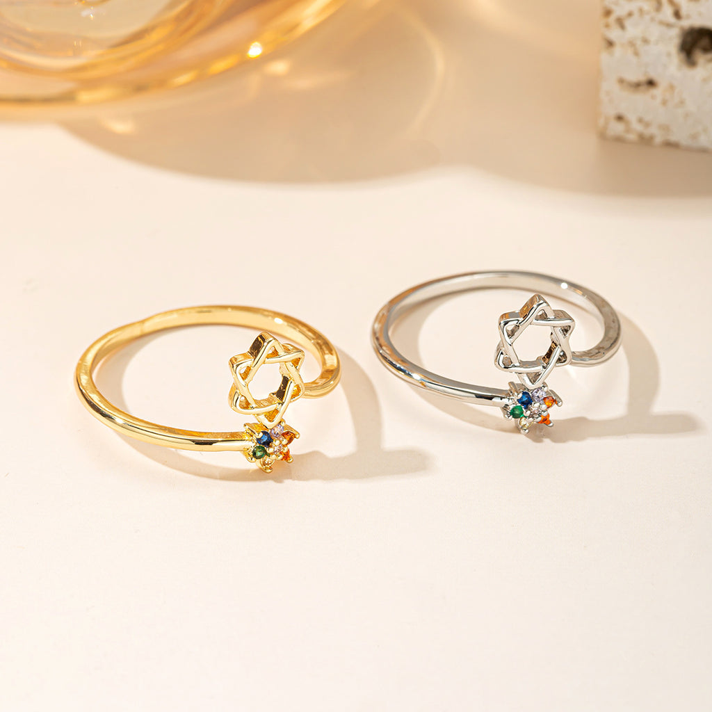 Damenring mit floralem und buntem Kristalldesign Shop Nory