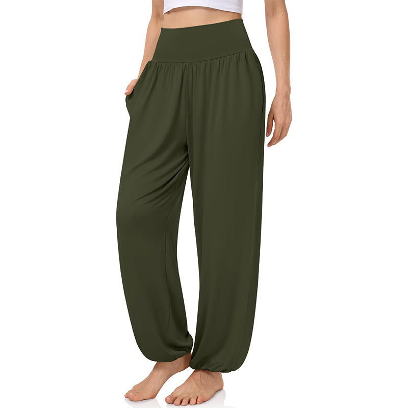 Damen Weite Freizeithose mit elastischem Bund und praktischen Seitentaschen Shopnory