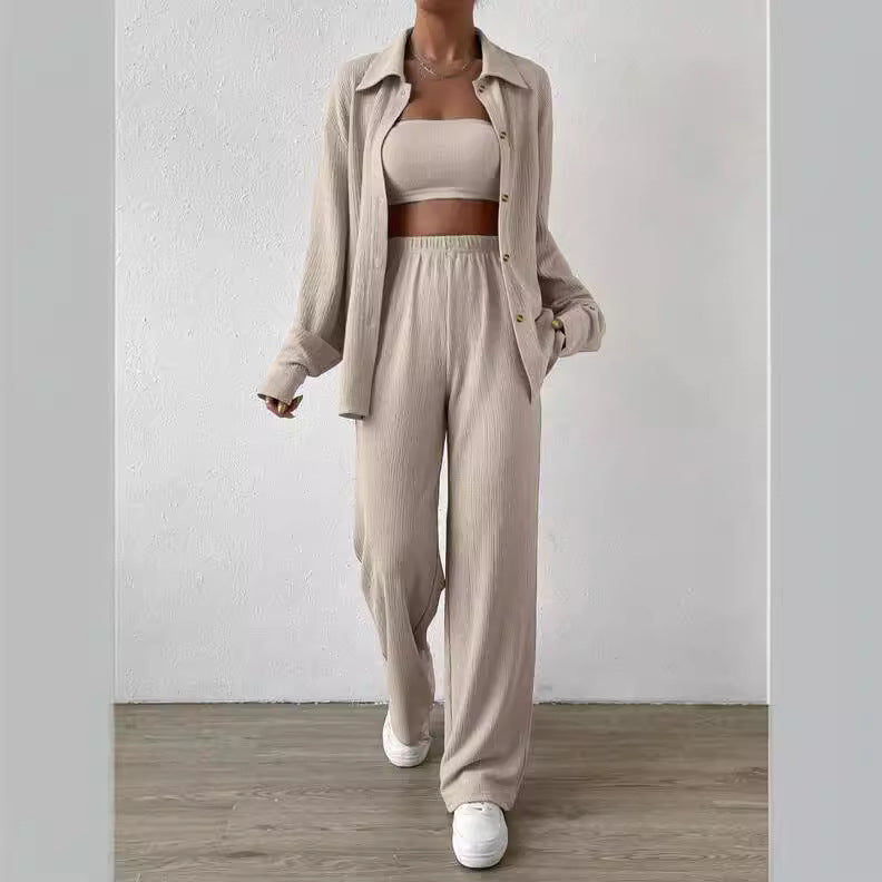 Damen Zweiteiliges Lounge-Set mit Oberteil und weiter Hose