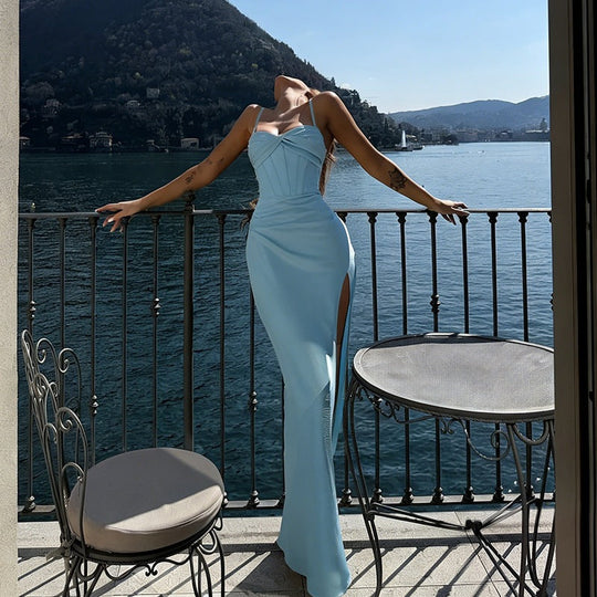 Damen Elegantes Abendkleid mit tiefem Schlitz und figurschmeichelndem Design