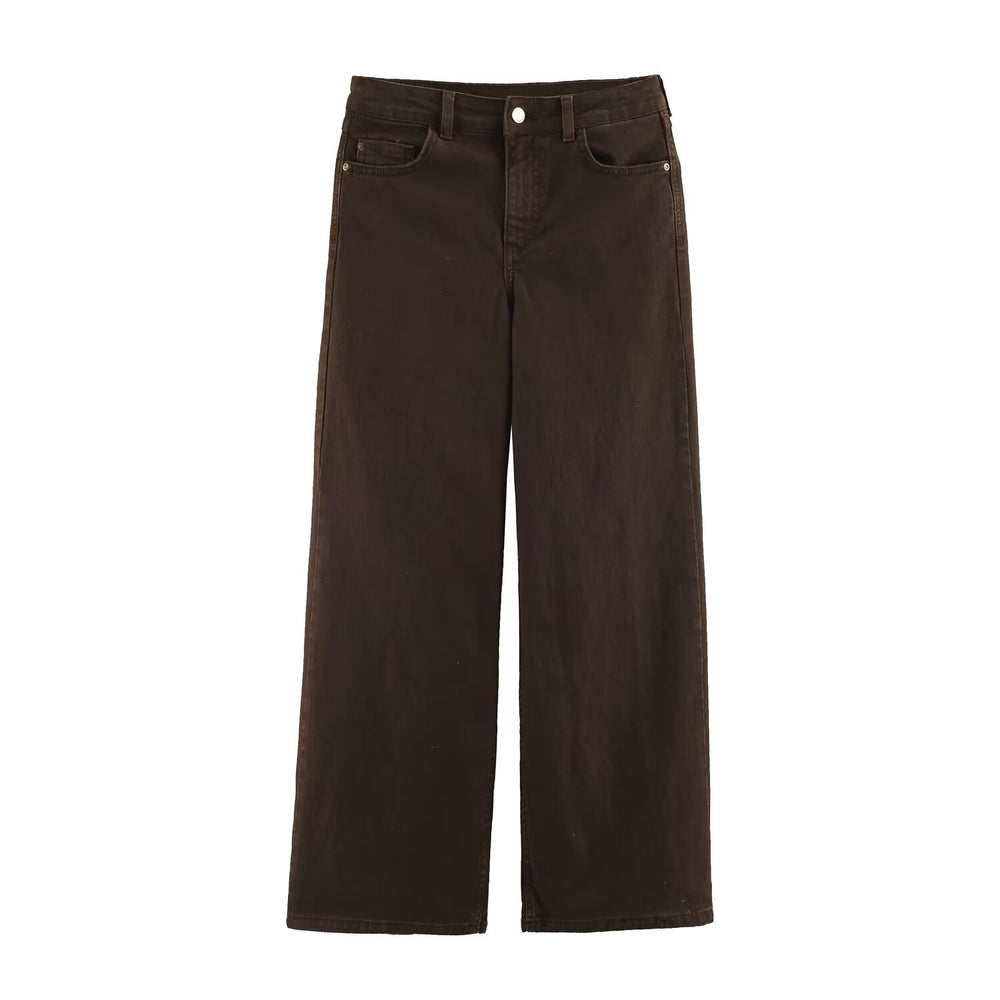 Damen Weite High-Waist Denimhose mit breitem Bein und Five-Pocket-Details Shop Nory