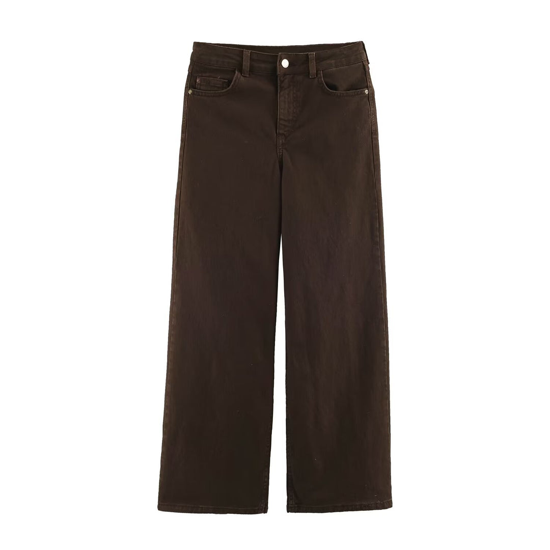 Damen Weite High-Waist Denimhose mit breitem Bein und Five-Pocket-Details Shop Nory