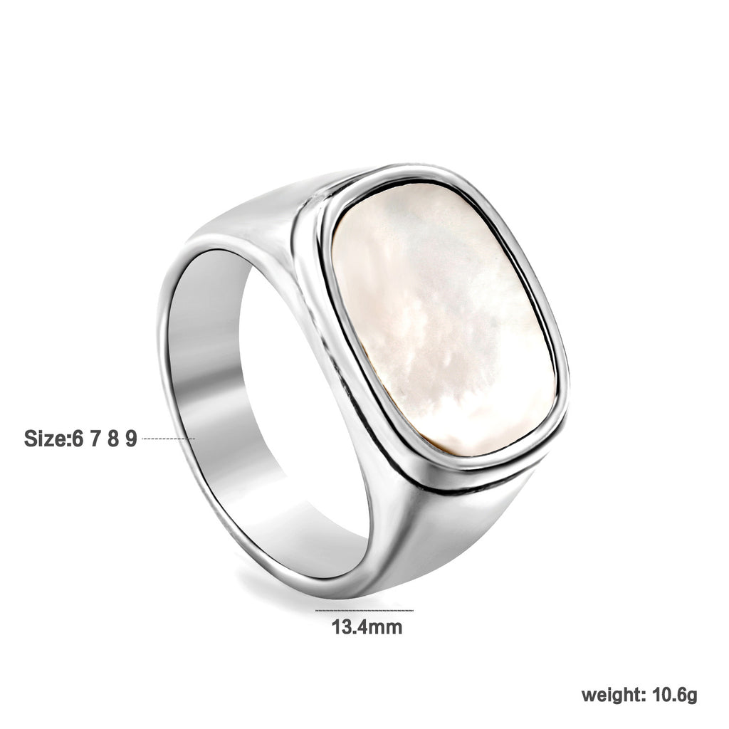 Damen Ring mit elegantem, rechteckigem Perlenanhänger Shop Nory