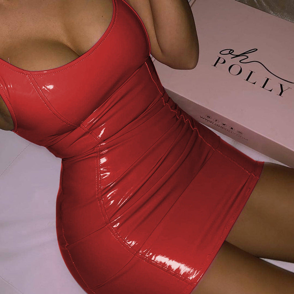 Damen figurbetontes Minikleid aus glänzendem Material