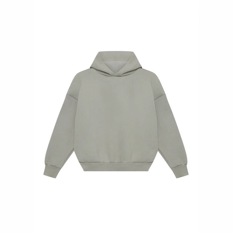 Unisex minimalistischer Kapuzenpullover ohne Kängurutasche mit überschnittener Schulter und geripptem Saum Shop Nory
