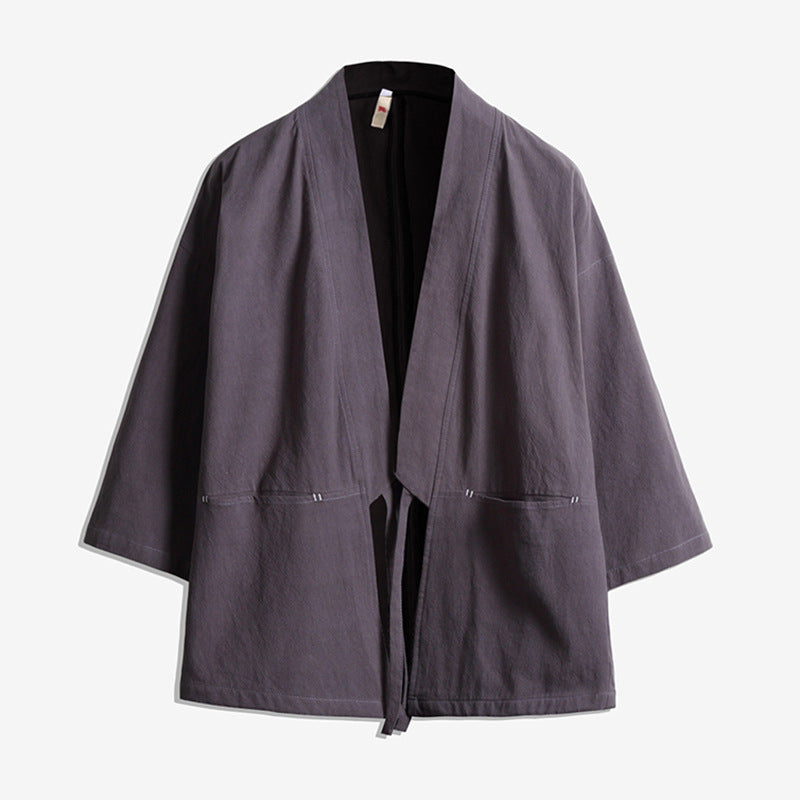 Unisex Kimono-Jacke im Oversize‑Schnitt aus leichter Baumwollmischung mit Bindegürtel Shop Nory