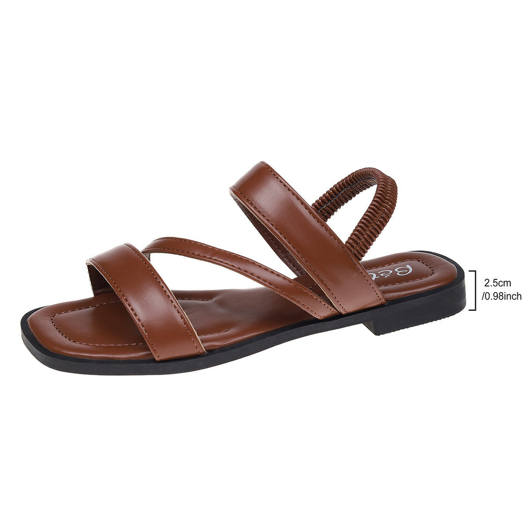 Damen Metallic Riemchen-Sandalen mit elastischem Rückenteil