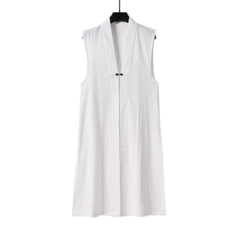 Damen Langer ärmelloser Kimono-Weste mit minimalistischer Linienführung und dekorativem Knebelverschluss Shop Nory