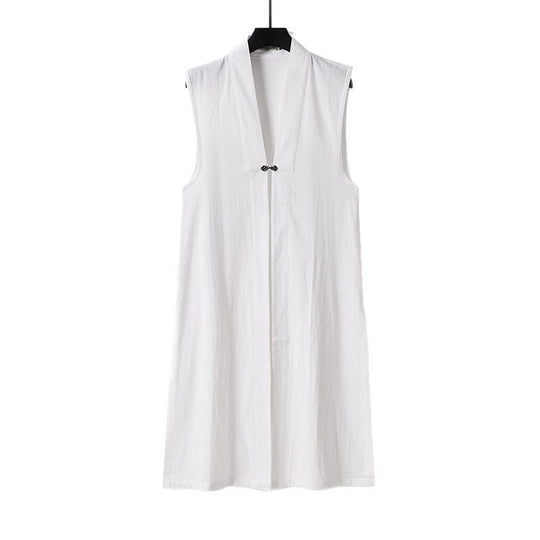Damen Langer ärmelloser Kimono-Weste mit minimalistischer Linienführung und dekorativem Knebelverschluss Shop Nory