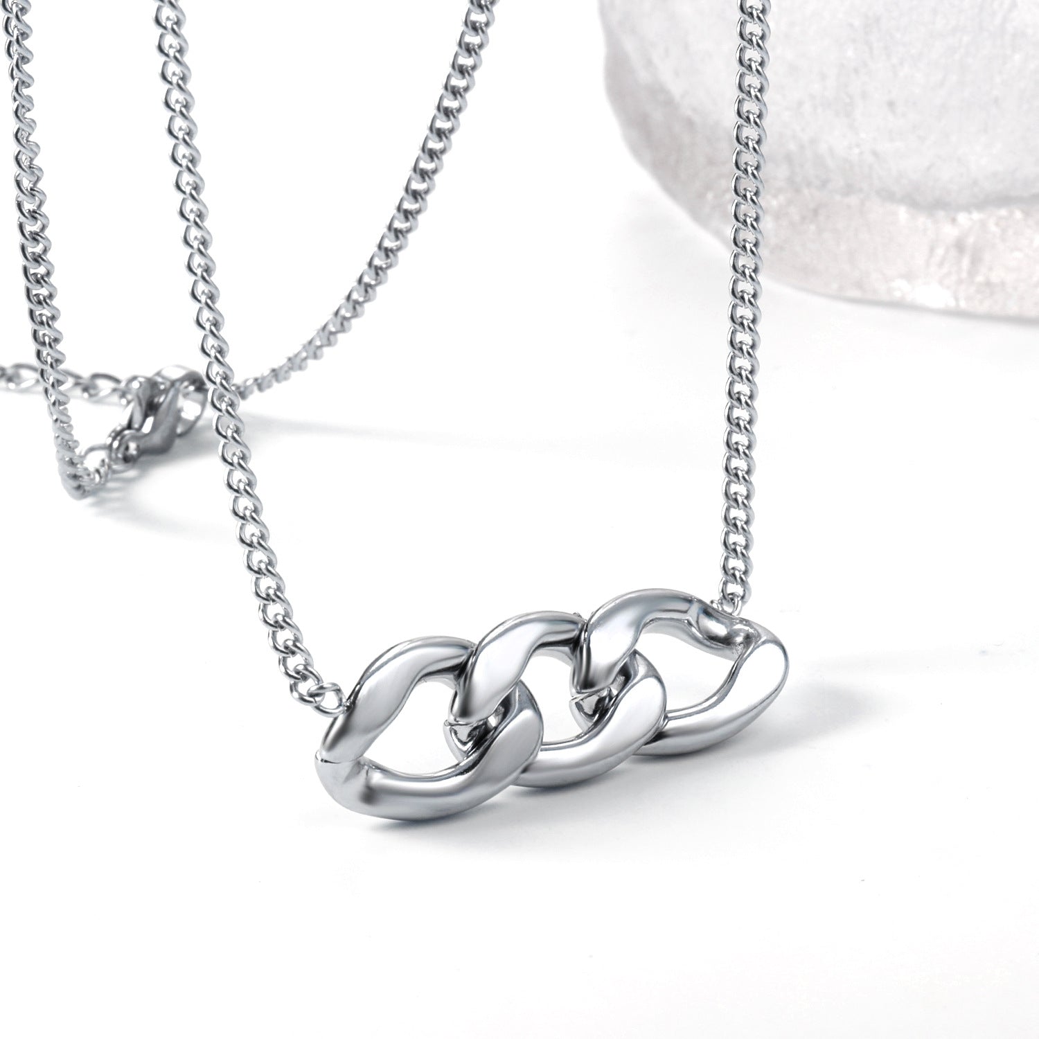 Damen Edelstahl Halskette mit modernem Gliederdesign Shop Nory