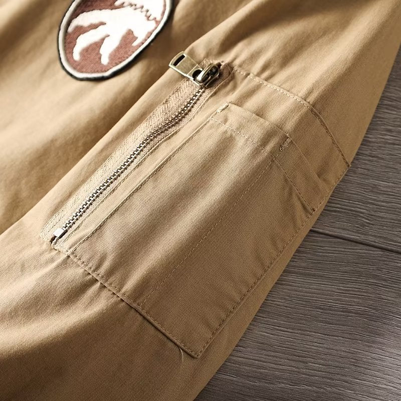 Herren Casual Bomberjacke mit Reißverschluss, Brustpatch und Ärmel-Taschendetail Shop Nory