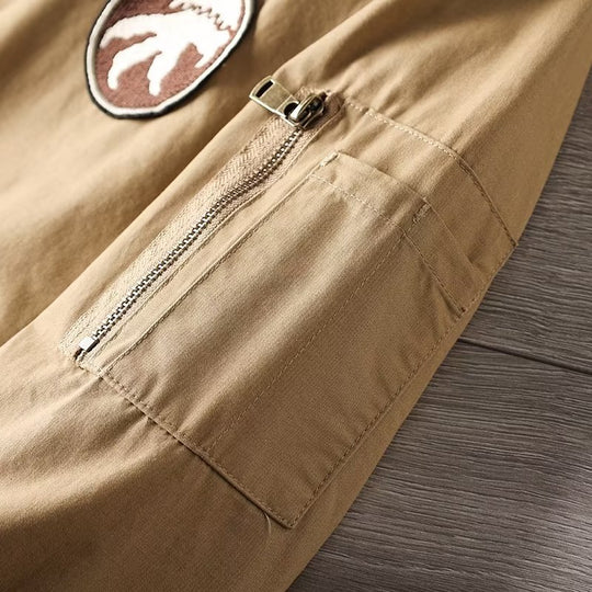 Herren Casual Bomberjacke mit Reißverschluss, Brustpatch und Ärmel-Taschendetail Shop Nory