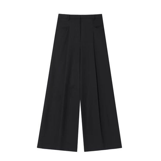 Damen Weite Hochtaillierte Bundfaltenhose mit Bügelfalte und weitem Bein Shop Nory