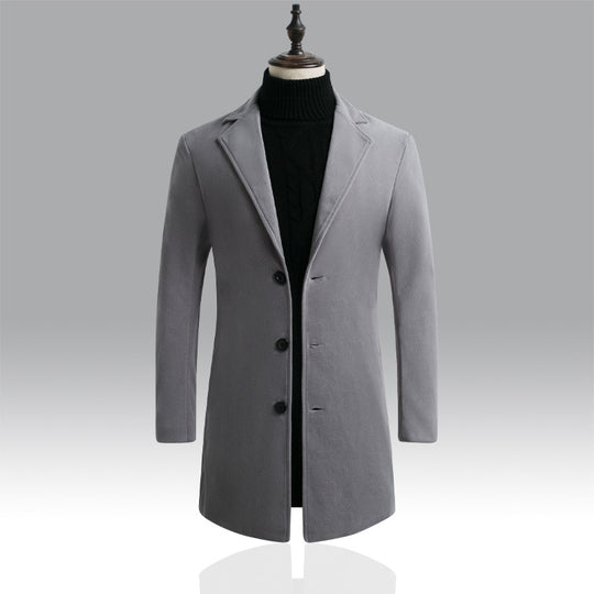 Herren Taillierter einreihiger Wollmantel mit Reverskragen und schlanker Silhouette Shop Nory