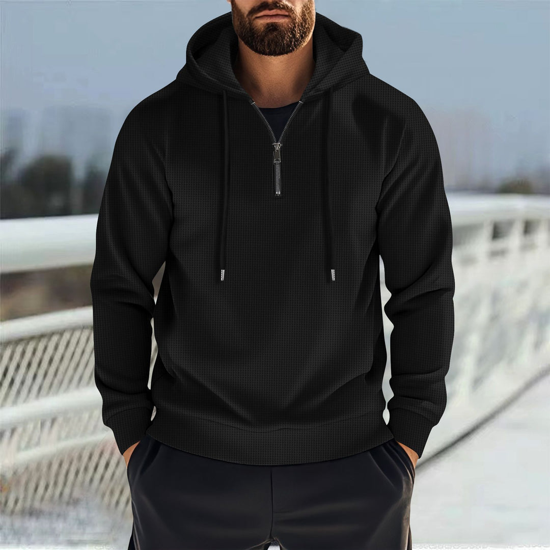 Herren nan Kapuzenpullover mit halbem Reißverschluss und feiner Waffelstruktur Shop Nory
