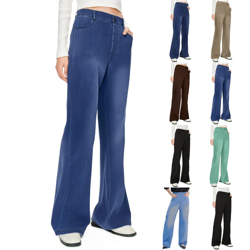 Damen weite Jeanshose mit hohen Bündchen und komfortablem Schnitt
