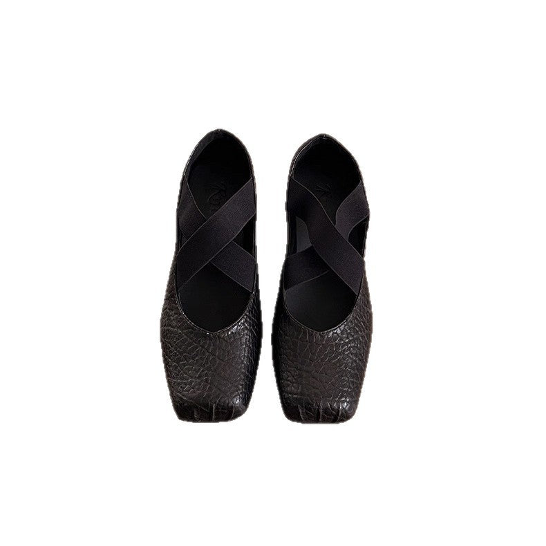 Damen Elegante Ballerinas mit dehnbarem Überkreuz-Riemen