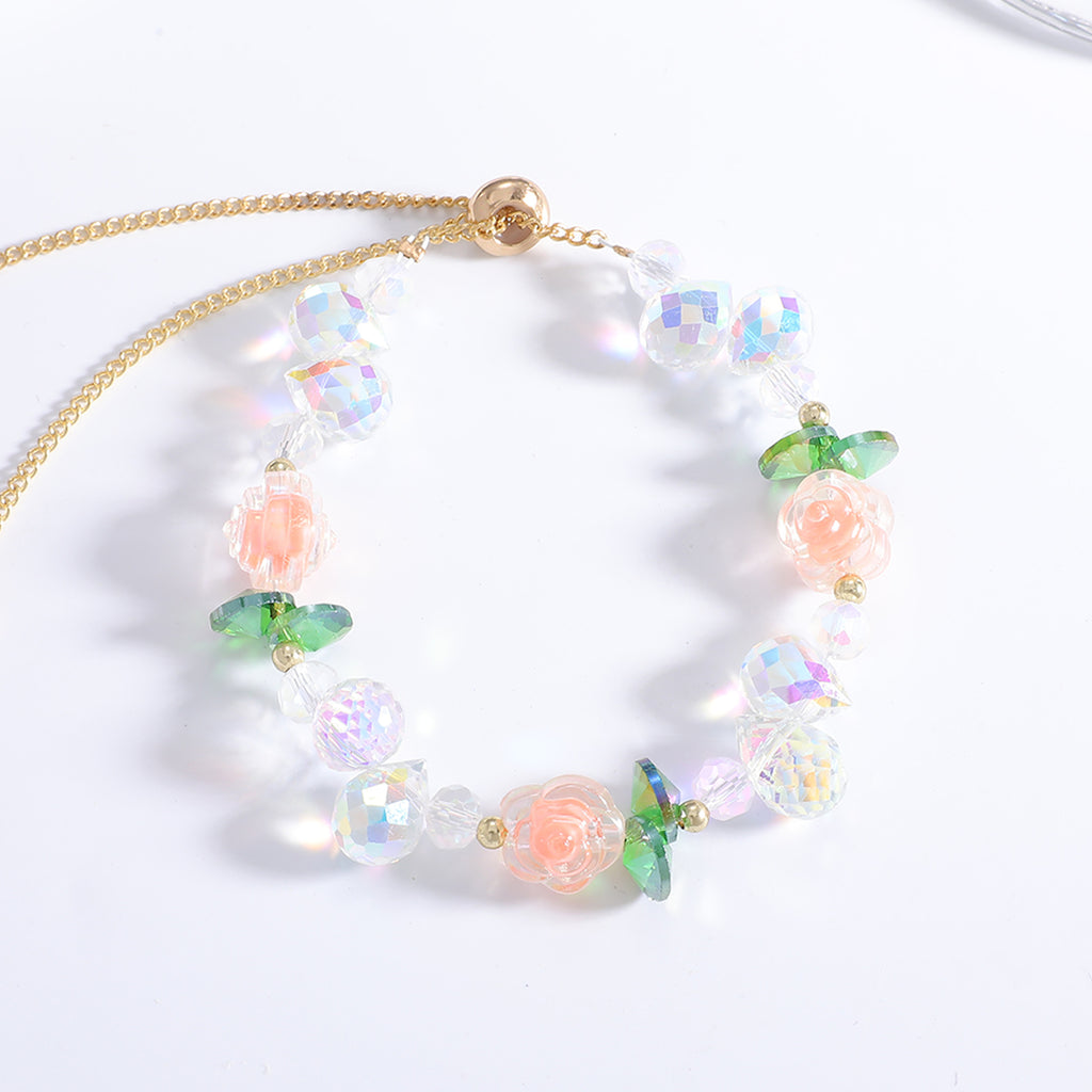 Damen Halskette mit funkelnden Kristallperlen und floralen Akzenten Shop Nory