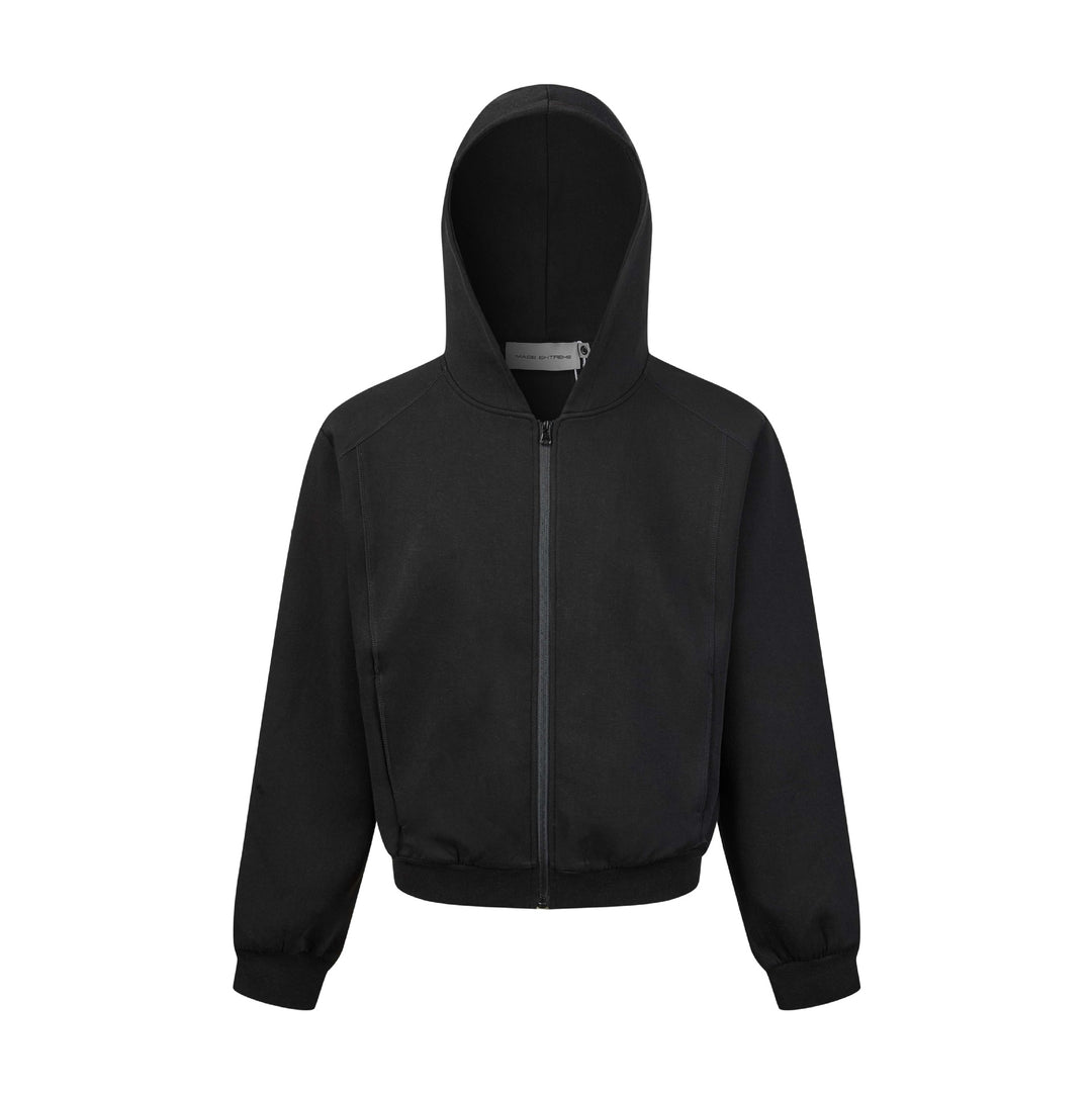 Unisex Kapuzen-Sweatjacke mit durchgehendem Reißverschluss und geripptem Bund Shop Nory