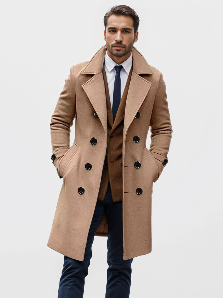 Herren Doppelreihiger Wollmantel mit breitem Revers und taillierter Silhouette Shop Nory