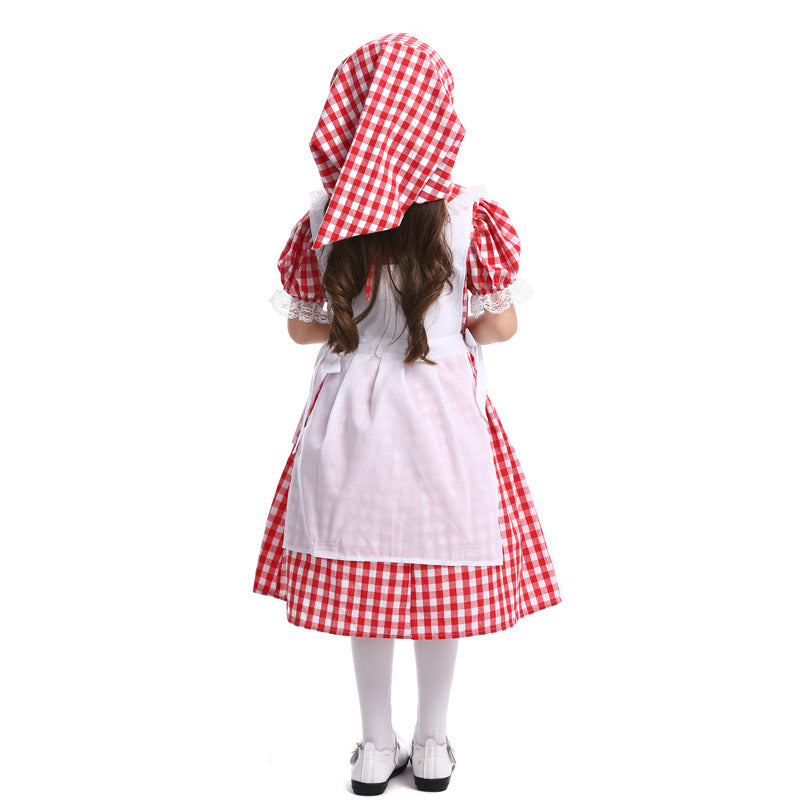 Damen nan traditionelles Bauernmädchenkleid mit Spitzenschürze und Kapuze Shop Nory
