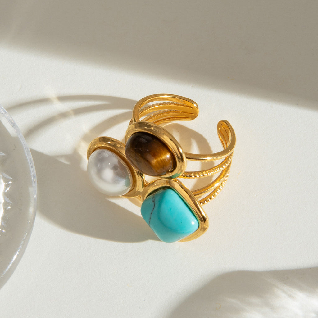Damen Offenes Ringarmband mit drei funkelnden Edelstein-Akzenten Shop Nory