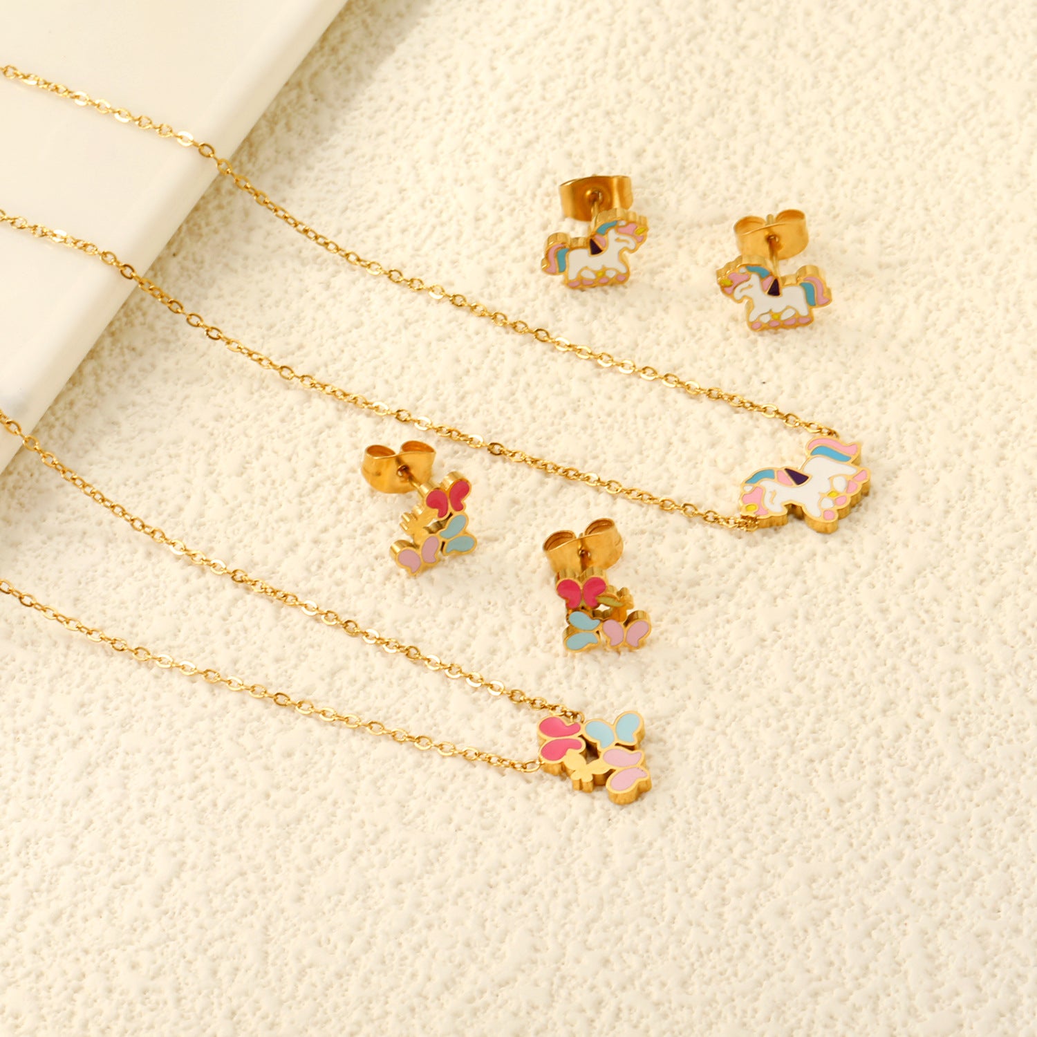Damen Schmuckset mit buntem Schmetterlingsdesign Shop Nory