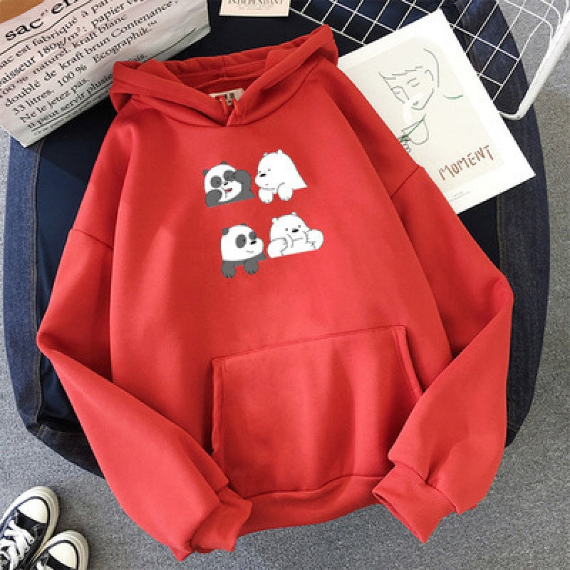 Unisex nan Kapuzenpullover mit niedlichem Comic-Tierprint, Kängurutasche und weichem Fleece-Innenfutter Shop Nory