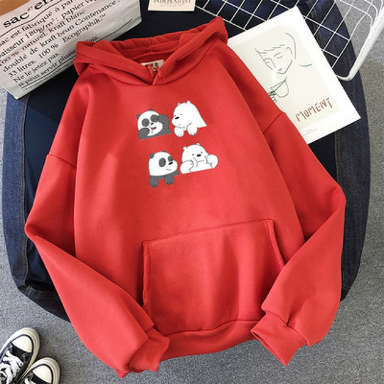 Unisex nan Kapuzenpullover mit niedlichem Comic-Tierprint, Kängurutasche und weichem Fleece-Innenfutter Shop Nory