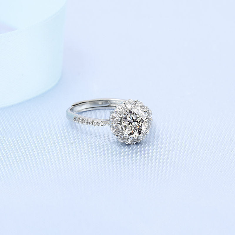 Damen Luxus Schmuckring mit funkelndem Blütendesign Shop Nory