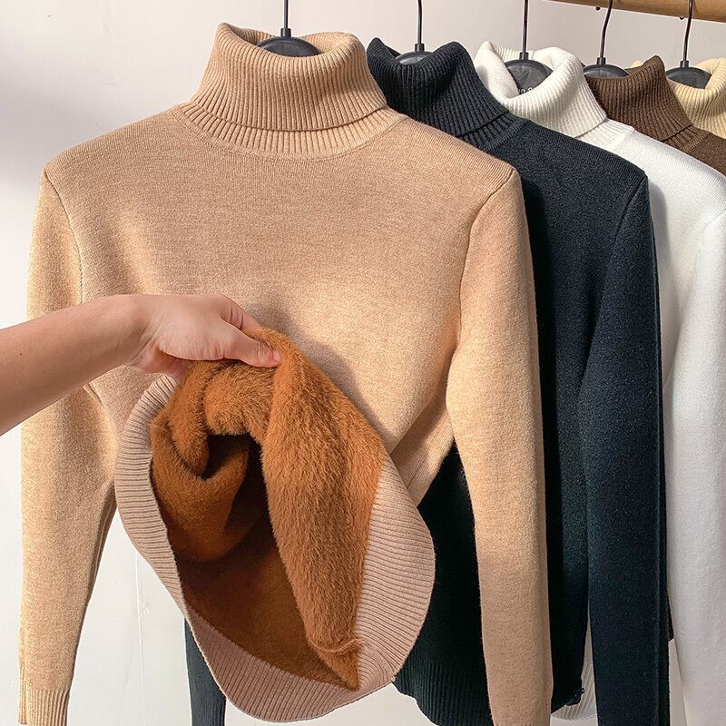 Damen Feinstrick-Rollkragenpullover mit wärmendem Innenfutter und schmaler Silhouette Shop Nory