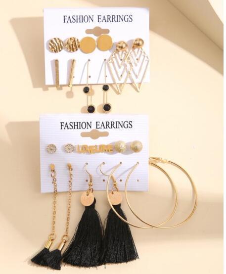 Damen Ohrringe Set mit verschiedenen modernen Designs und elegantem Goldakzent Shop Nory