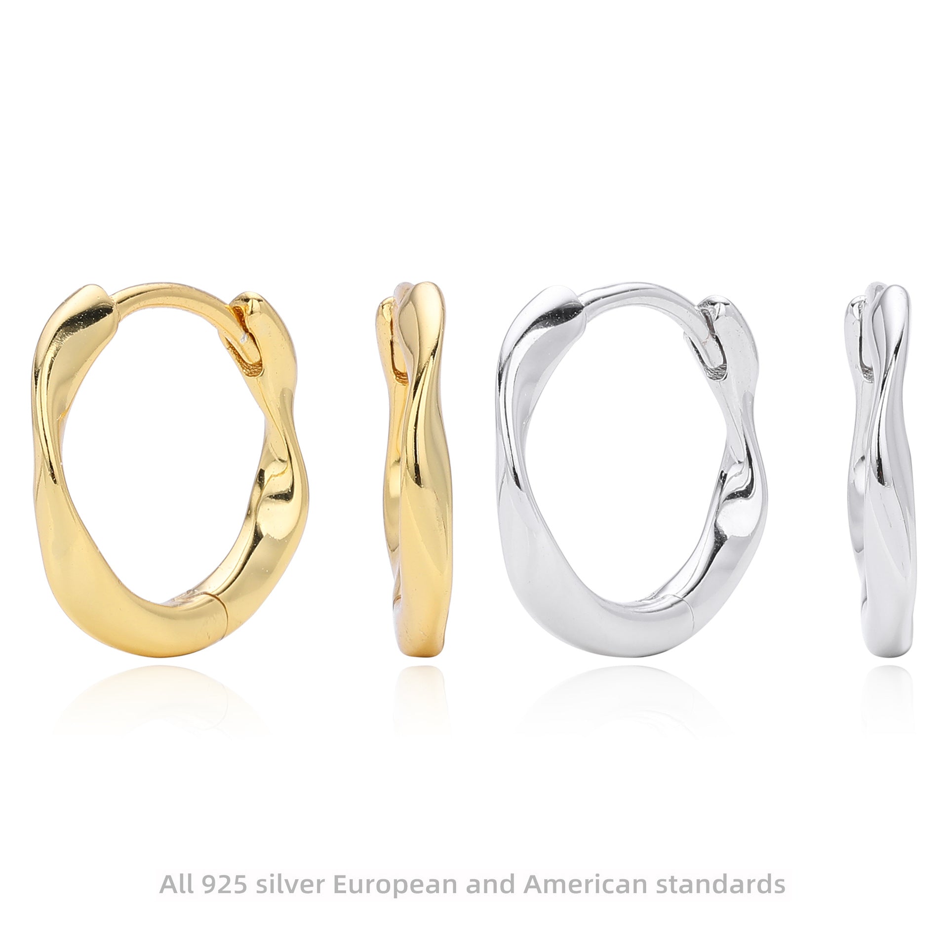 Damen Creolen im eleganten, geschwungenen Design aus hochwertigem 925 Sterling Silber Shop Nory