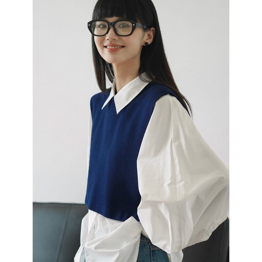 Damen Ärmellose Strickweste mit kastig-weiter Silhouette und U-Boot-Ausschnitt Shop Nory