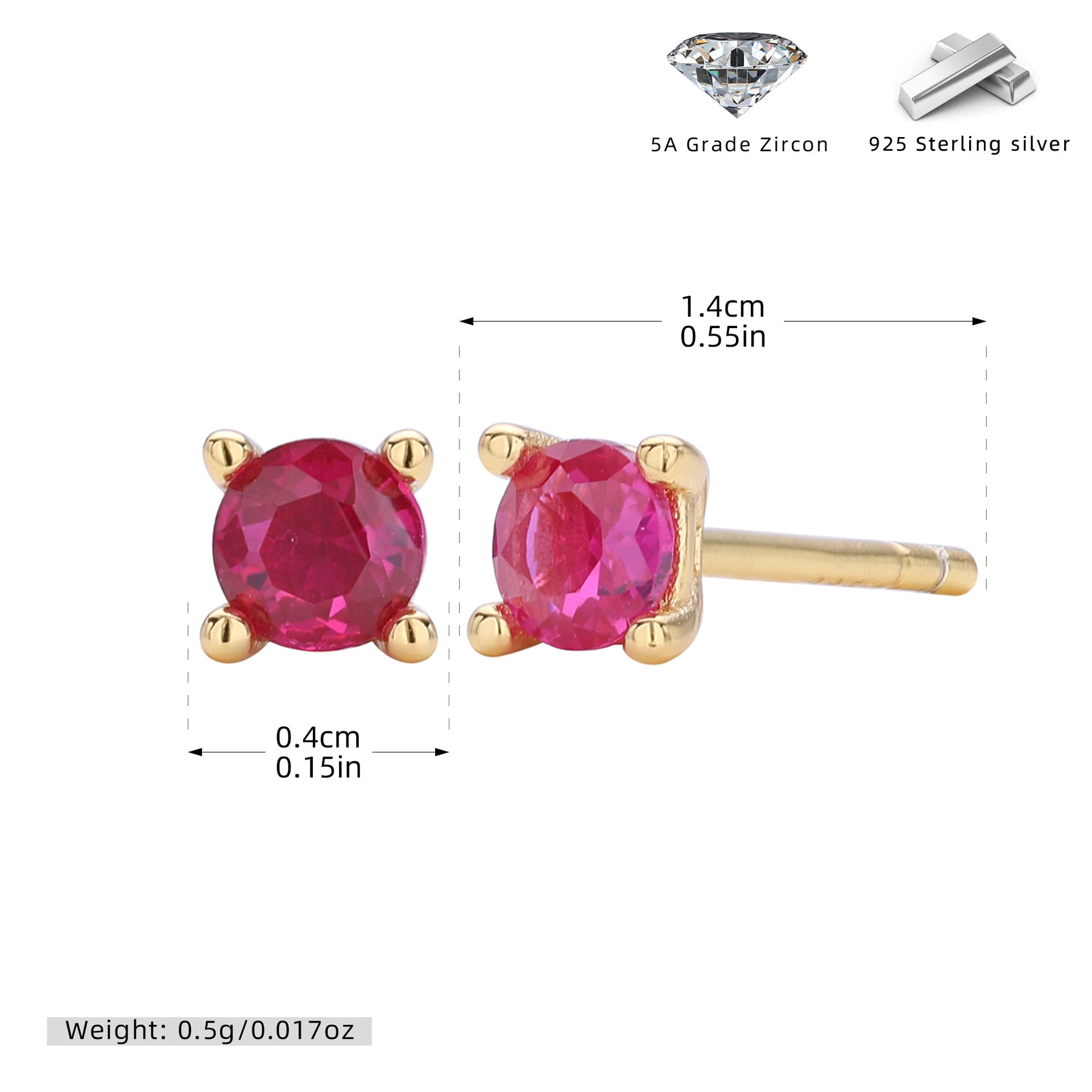 Damen Ohrstecker mit funkelndem Zirkon und hochwertiger 925er Sterlingsilberfassung Shop Nory