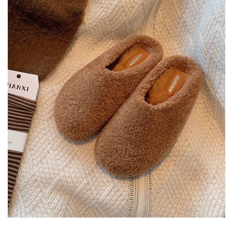 Damen Kuschelige Teddy-Filz Hausschlappen mit geschlossener Kappe und gepolstertem Fußbett Shop Nory