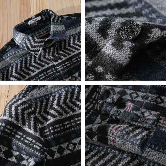 Herren Gestricktes Hemd-Overshirt im geometrischen Muster Shop Nory