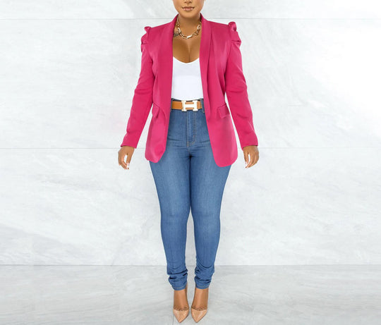 Damen taillierter Blazer mit strukturierten Schulterdetails und offenem Revers Shop Nory